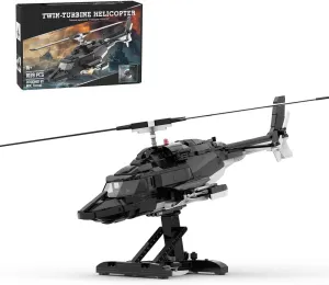 Military Helicopter Building Set with Disply Stand, WW2 Airplane DIY Assembly Bricks for Adults, MOC-149250 Collectible Display Model 1039 Pieces-Designed by MOCturnal