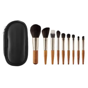 Mini 9-pack makeup brush set, portable travel set, brush for loose powder and contouring