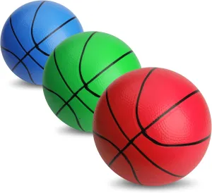 Mini Foam Basketball for Hoop, 5" Squeeze PU Balls for Over The Door Hoop, Replacement Balls for Kids Adults, Beach Indoor Outdoor Sport Game Gift Set 3 PCS (Rainbow)