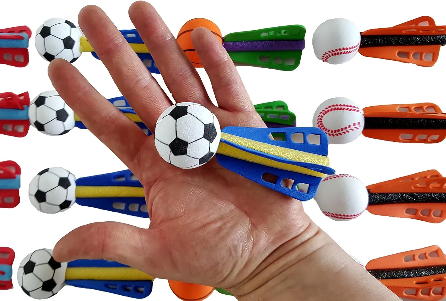 Mini Foam Sports Ball Rocket Launcher Party Favors, Basketball, Baseball, Soccer, Football Foam Rocket Party Favors