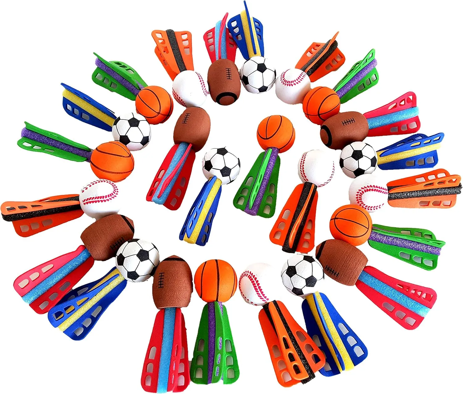 Mini Foam Sports Ball Rocket Launcher Party Favors, Basketball, Baseball, Soccer, Football Foam Rocket Party Favors
