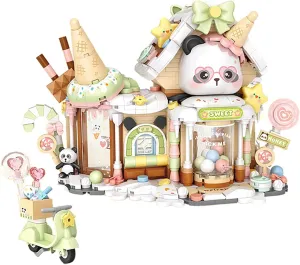 Mini Ice-Cream Store Building-Blocks Set- City Town Modular Ice Cream Shop House Model Construction Building Blocks Creator Collection Set 884 PCS for Adults