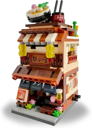 Mini Japanese-Noodle Shop Building-Blocks Set - City Town Japan Ramen-Cafeteria House Construction Building Blocks Collection Set 412 PCS for Adults and Family