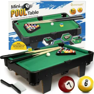 Mini Pool Table for Kids and Adults – 20-Inch Small Pool Table, Mini Billiards Table for Family Game Nights - Simple Assembly Required