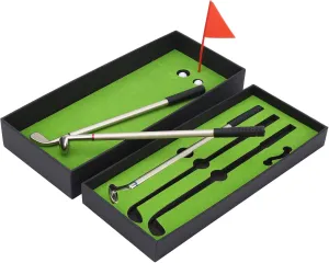 Mini Table Game Box Green Driving Range with Golfs Clubs Pen Ball Flag Gift Tabletop Decoration, Comes with Putting Green Flag Golfs Pen Set