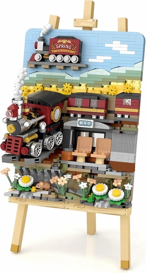Mini Spring-Train Building-Blocks Set- City Mini Train Three-Dimensional Drawing Ideas Locomotive Model Construction Building Blocks Collection Set 758 PCS for Adults and Family