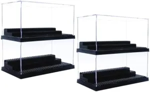 Minifigure Display Case for Action Figures Blocks, Dustproof Acrylic Display Box Storage with 3 Movable Steps for Collection Models Minifigures, Bricks Blocks Toys