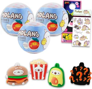 Molang Blind Ball Party Favors 3 Pack – Bundle with 3 Mini Figurine Blind Balls Plus Stickers, More | Molang Mystery Figure for Kids, Teens
