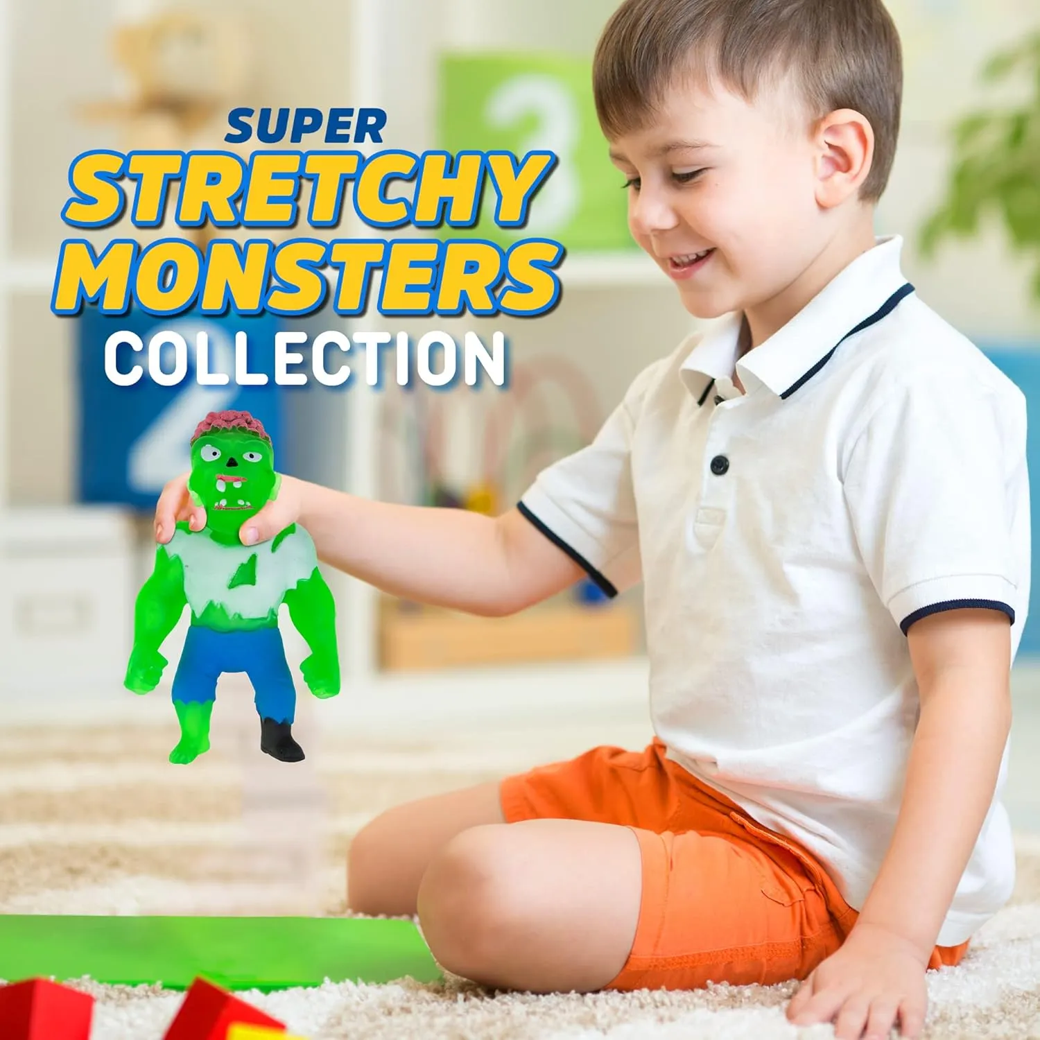 Monster Flex Stretchy Toys For Boys and Girls - 14 Unique Spooky Stretch Monsters - Stretch Guy Toys For Kids Birthday Gift Party Favors, Sensory Fidget Stress Toys for Kids - Series 2 (Reptile Man)