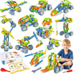MOONTOY 12 in 1 STEM Toys for 4 5 6 7 8  Year Old Boy Gifts, 152 PCS Educational Building Toys for Kids Ages 4-8 5-7 8-12, Building Blocks Stem Kits Activities Construction Toy for Boys Birthday Gifts