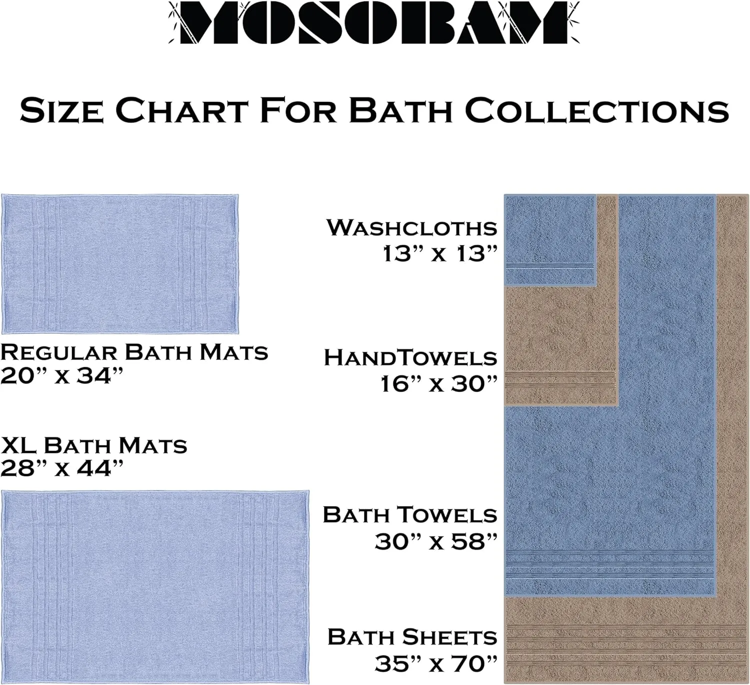 Mosobam Luxury Turkish Towels Set of 12 Washcloths 13X13 Allure Blue 700 GSM Bamboo Viscose & Aegean Turkish Combed Cotton
