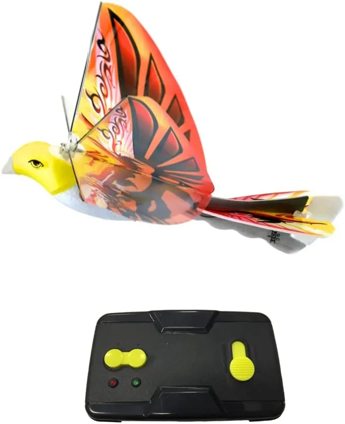 MUKIKIM eBird Orange Phoenix - Flying RC Bird Drone Toy for Kids. Indoor/Outdoor Remote Control Bionic Flapping Wings Bird Helicopter. USB Recharging.