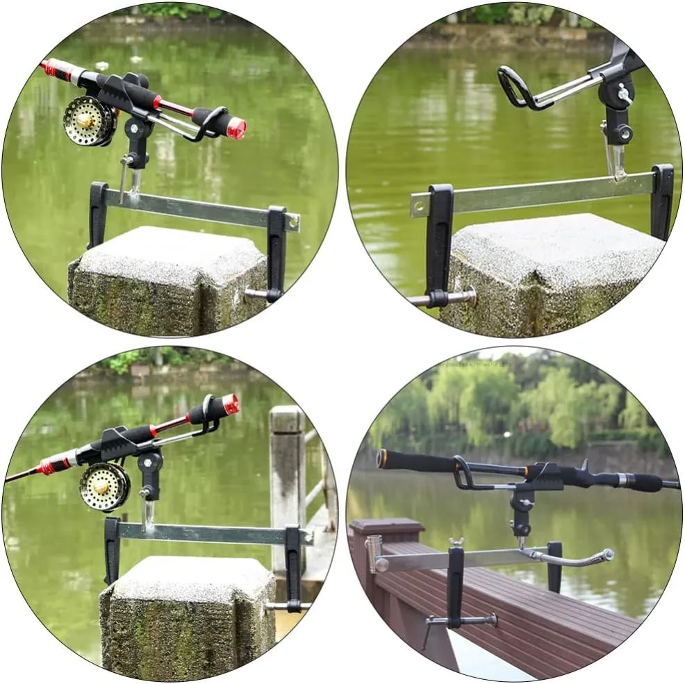 Multi-Functional Fishing Rod Bracket 360° Rotatable Fishing Rod Holder for Boat and Dock