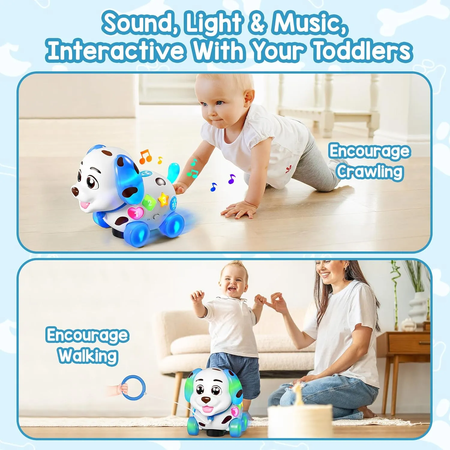 Musical Toy for 1 Year Old Boy Girl, Baby Toys 6-12-18 Months, Puppy Toddler Learning for 1 Year Old Boy Gifts, Bilingual Educational with Music Light, 1st Birthday Gift for Girl, Toddlers
