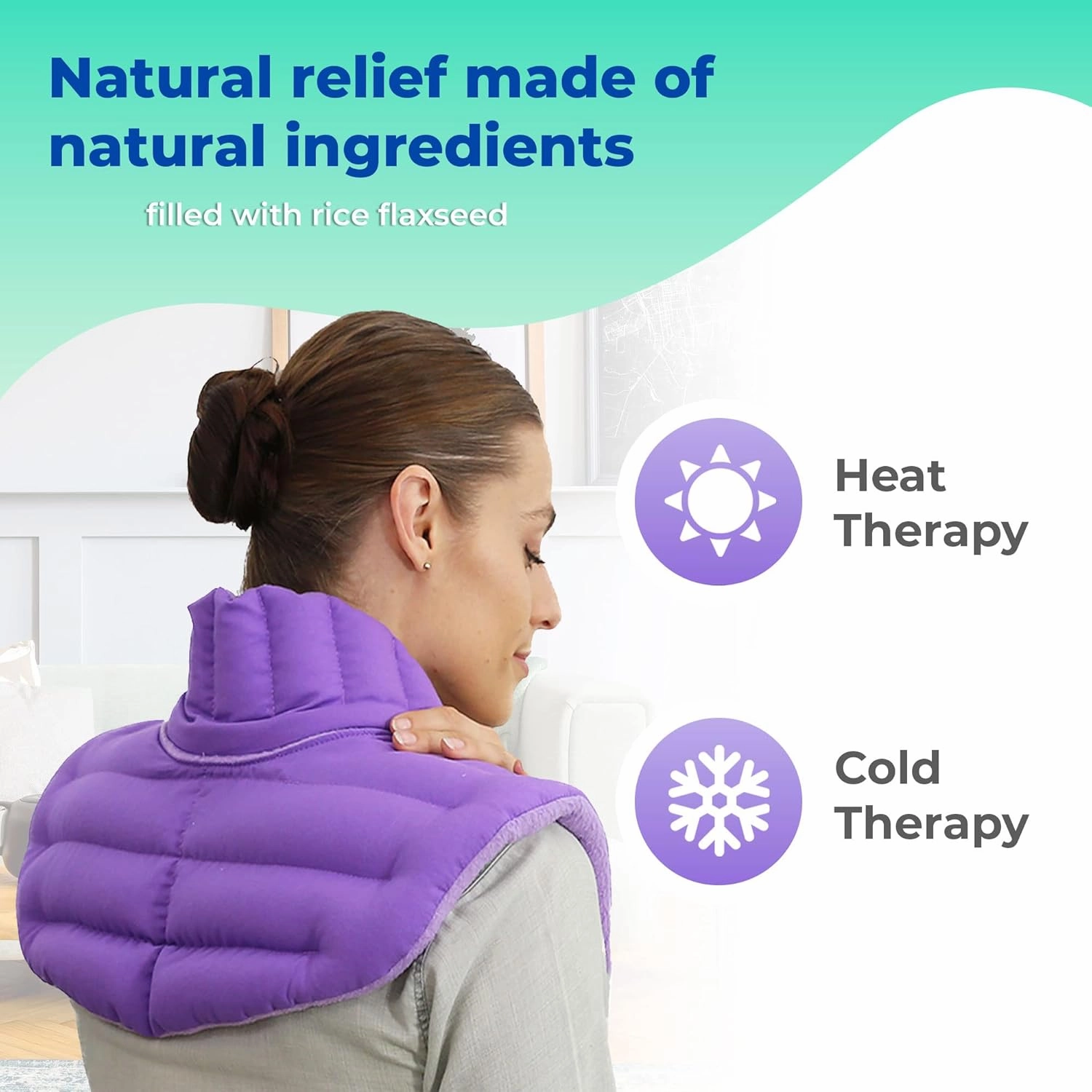 My Heating Pad Microwavable Neck and Shoulder Wrap Upper Torso Plus - Large Portable Heating Pad for Shoulders - Microwave Neck Wrap - 3 Packs Purple