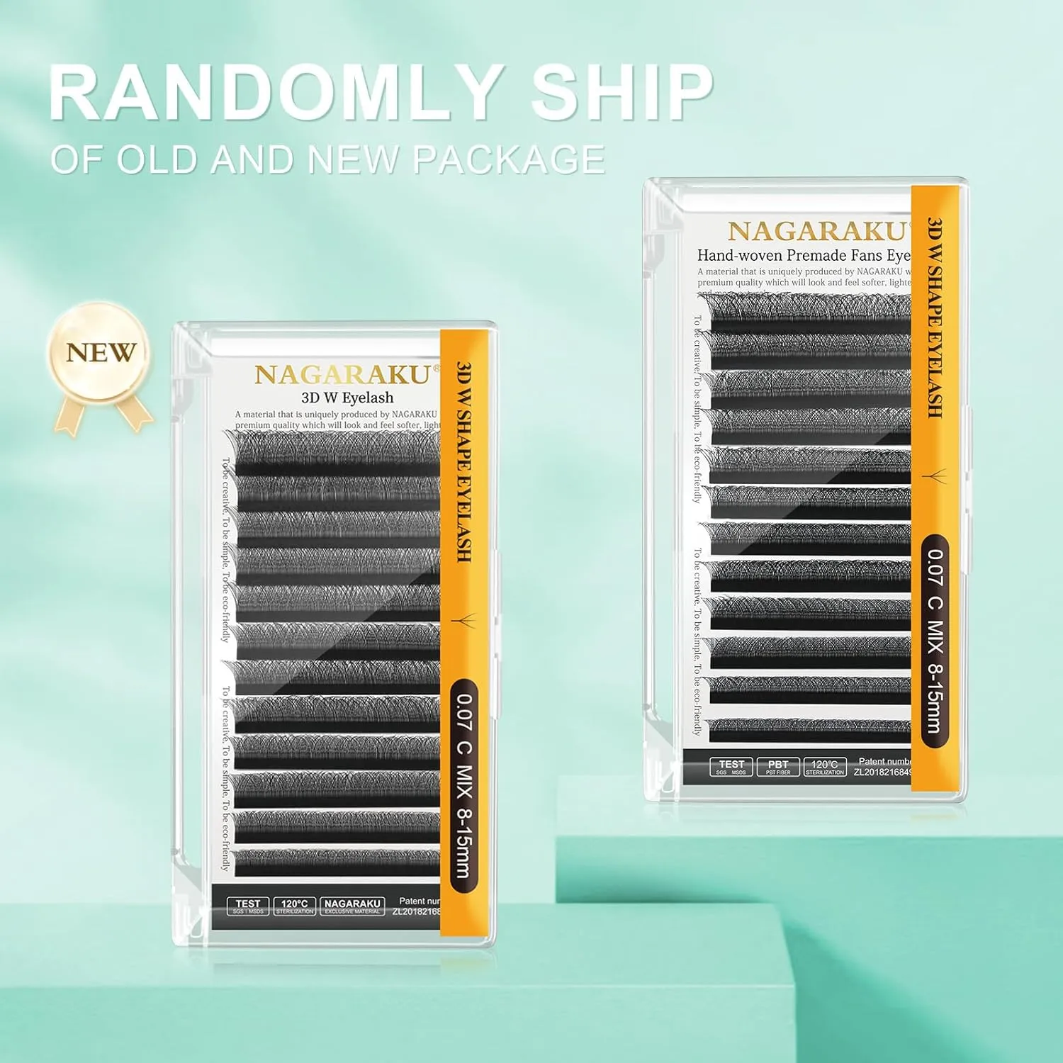 NAGARAKU 3D W Shape Eyelash Extension 5 Trays in 1 pack Volume 0.07mm D curl 9/10/11/12/13mm Premade Fans Faux Mink Matte Black Cluster Easy Fanning False Lashes