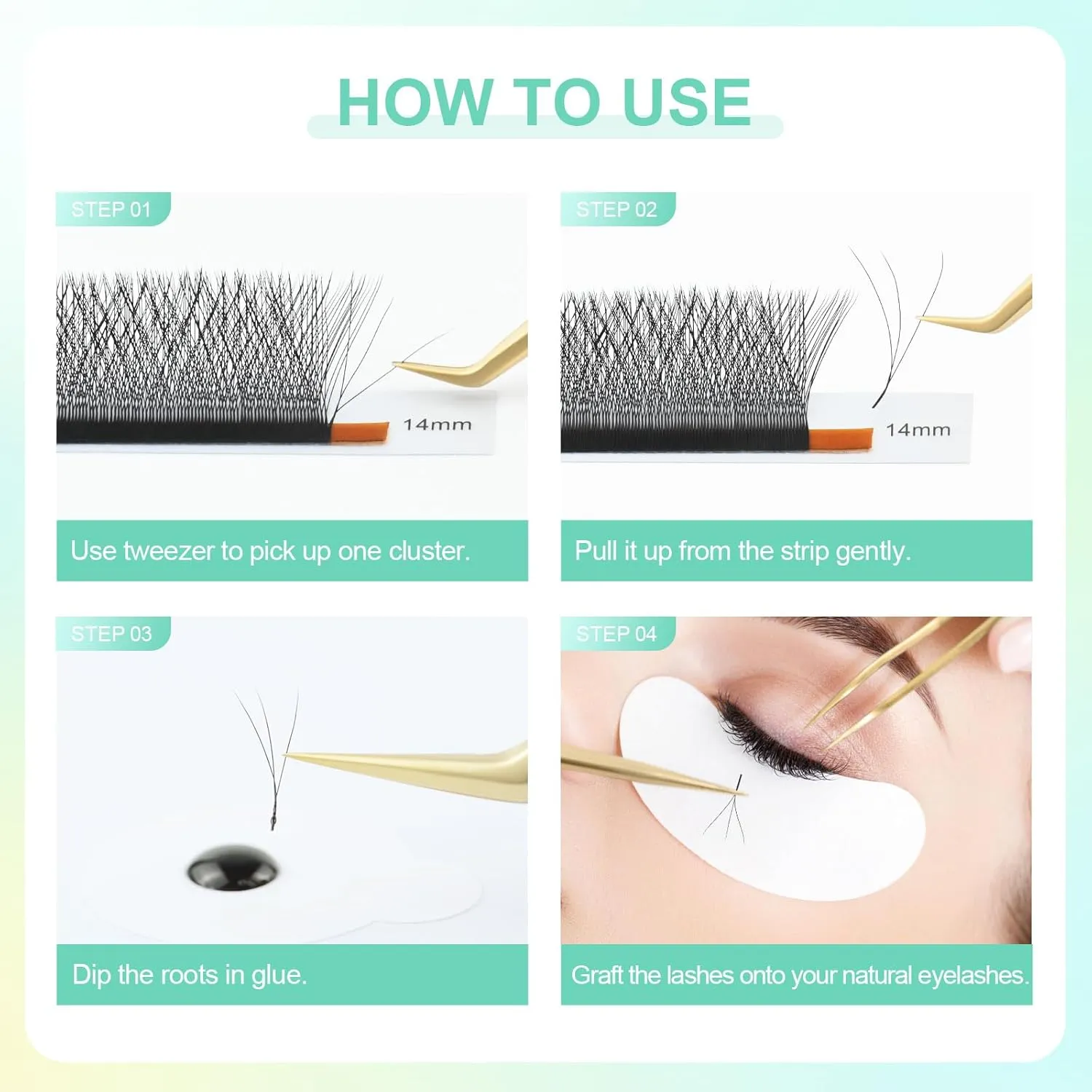 NAGARAKU 3D W Shape Eyelash Extension 5 Trays in 1 pack Volume 0.07mm D curl 9/10/11/12/13mm Premade Fans Faux Mink Matte Black Cluster Easy Fanning False Lashes