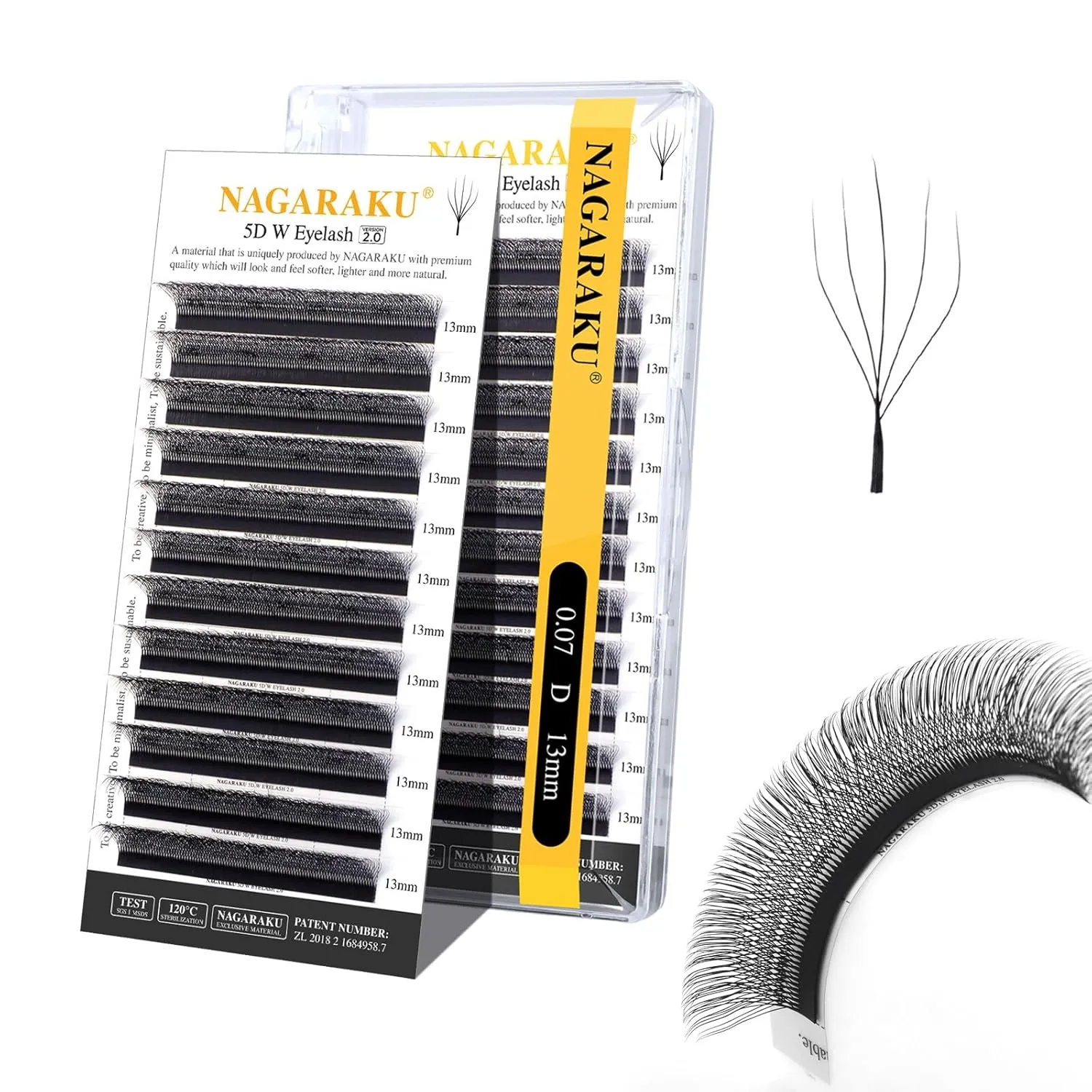 NAGARAKU 5D W Shape Eyelash Extension VERSION 2.0 lash Supplies Natural Soft Volume 0.07mm D curl 13mm Premade Fans PBT Matte Black Cluster W Lash Easy Fanning False Lashes yy Lashes