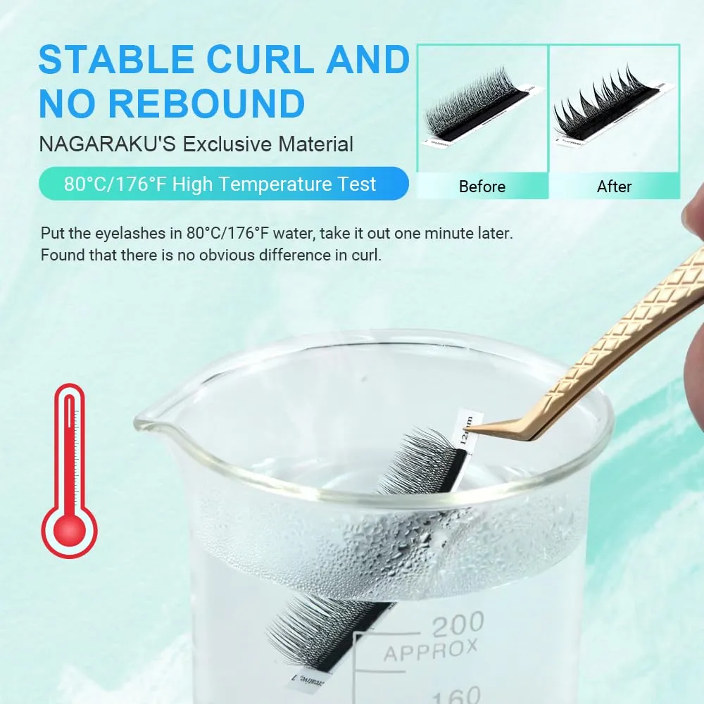 NAGARAKU 5D W Shape Eyelash Extension VERSION 2.0 lash Supplies Natural Soft Volume 0.07mm D curl 13mm Premade Fans PBT Matte Black Cluster W Lash Easy Fanning False Lashes yy Lashes