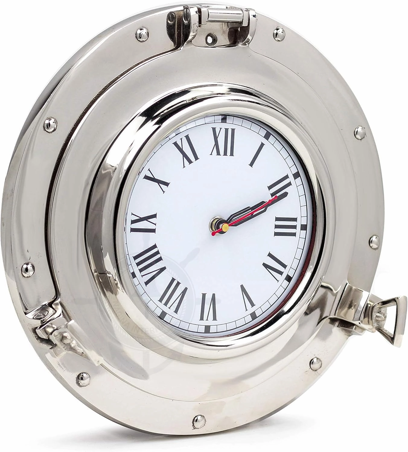 Nagina International Silver Metal Nautical Porthole Wall Clock
