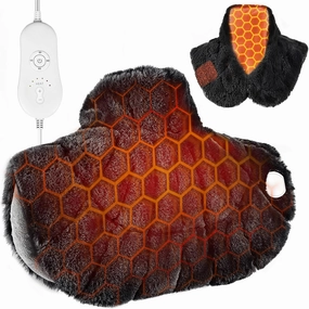 Nalax Heating Pad for Neck and Shoulders, Father's Day Gifts, Luxurious Faux Rabbit Fur Fabric, Extra Large 24"x 20", 2.2lb Tourmaline Weighted Heating pad, 6 Heat Settings,2H Auto Off,Memory Function