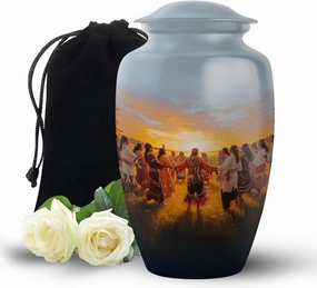 Native American Burial Urns for Adult Human Ashes - 10" Large Urns for Human Ashes Adult Male & Female - Blue Ashes Keepsake - Memory Box for Keepsakes - Pet Memorial Box (Include Velvet Bag)