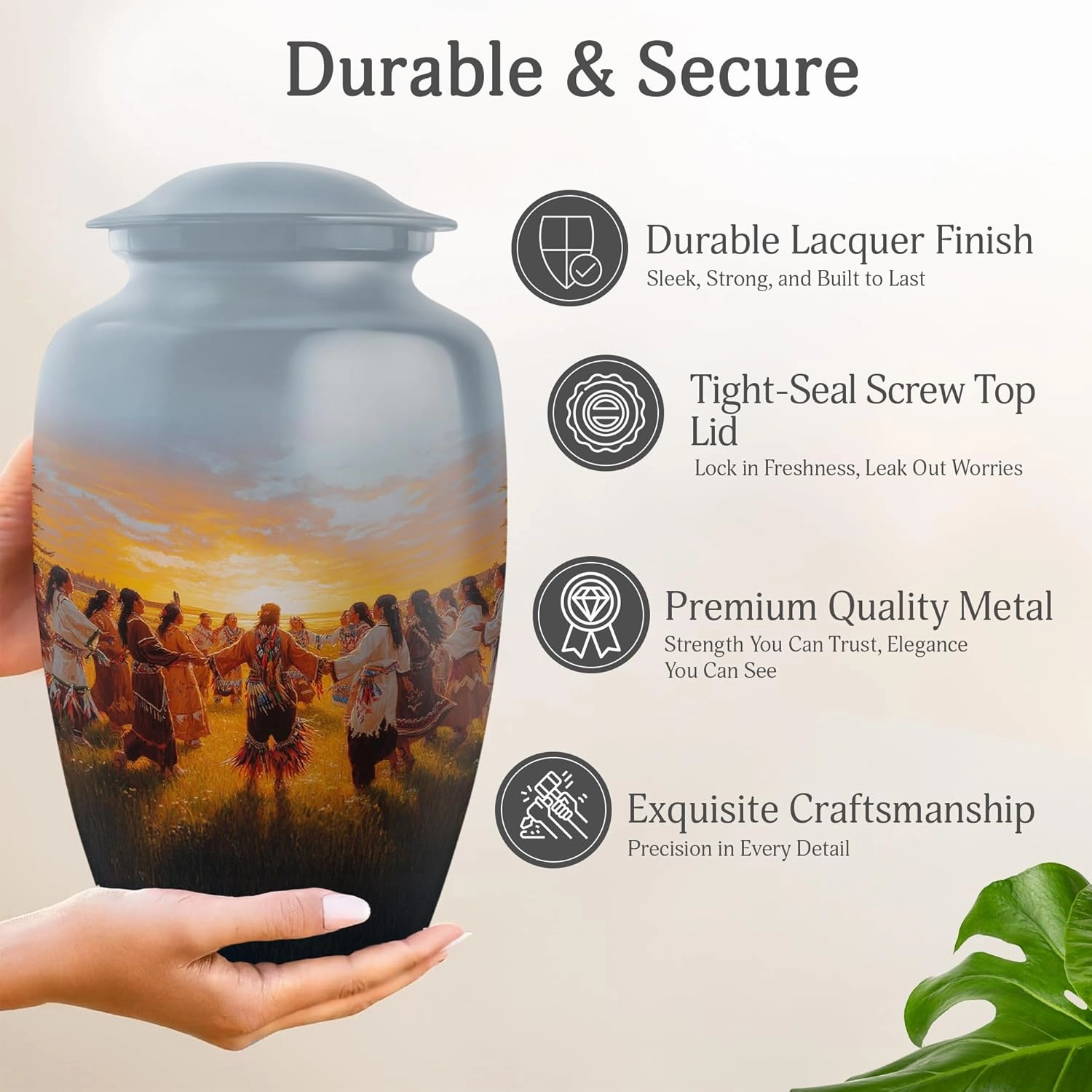 Native American Burial Urns for Adult Human Ashes - 10" Large Urns for Human Ashes Adult Male & Female - Blue Ashes Keepsake - Memory Box for Keepsakes - Pet Memorial Box (Include Velvet Bag)