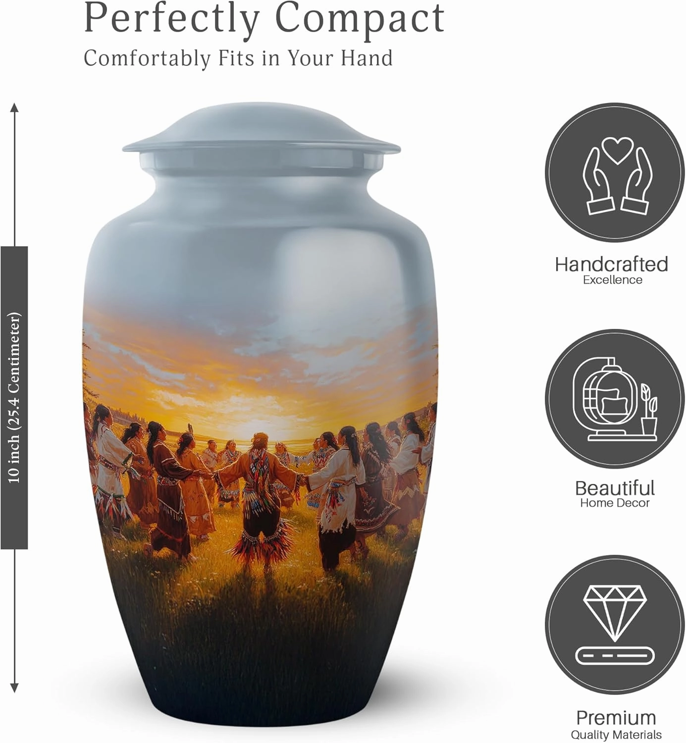 Native American Burial Urns for Adult Human Ashes - 10" Large Urns for Human Ashes Adult Male & Female - Blue Ashes Keepsake - Memory Box for Keepsakes - Pet Memorial Box (Include Velvet Bag)