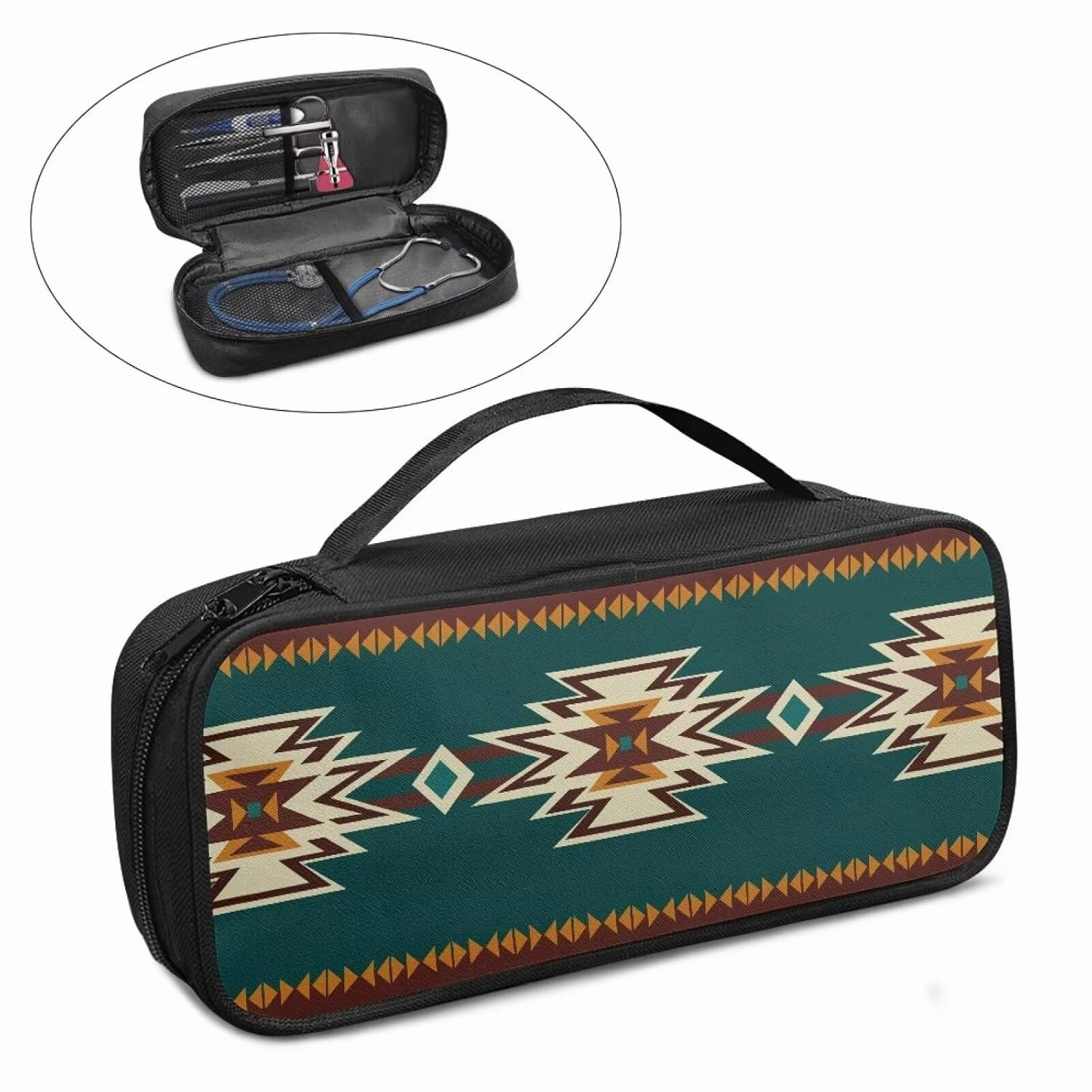 Native American Tribal Pattern Stethoscope Case Stethoscope Holder Slim Travel Storage Bag for 3M Littmann Classic III,3M Littmann Cardiology IV, Lightweight II S.E,ADC,MDF Stethoscope