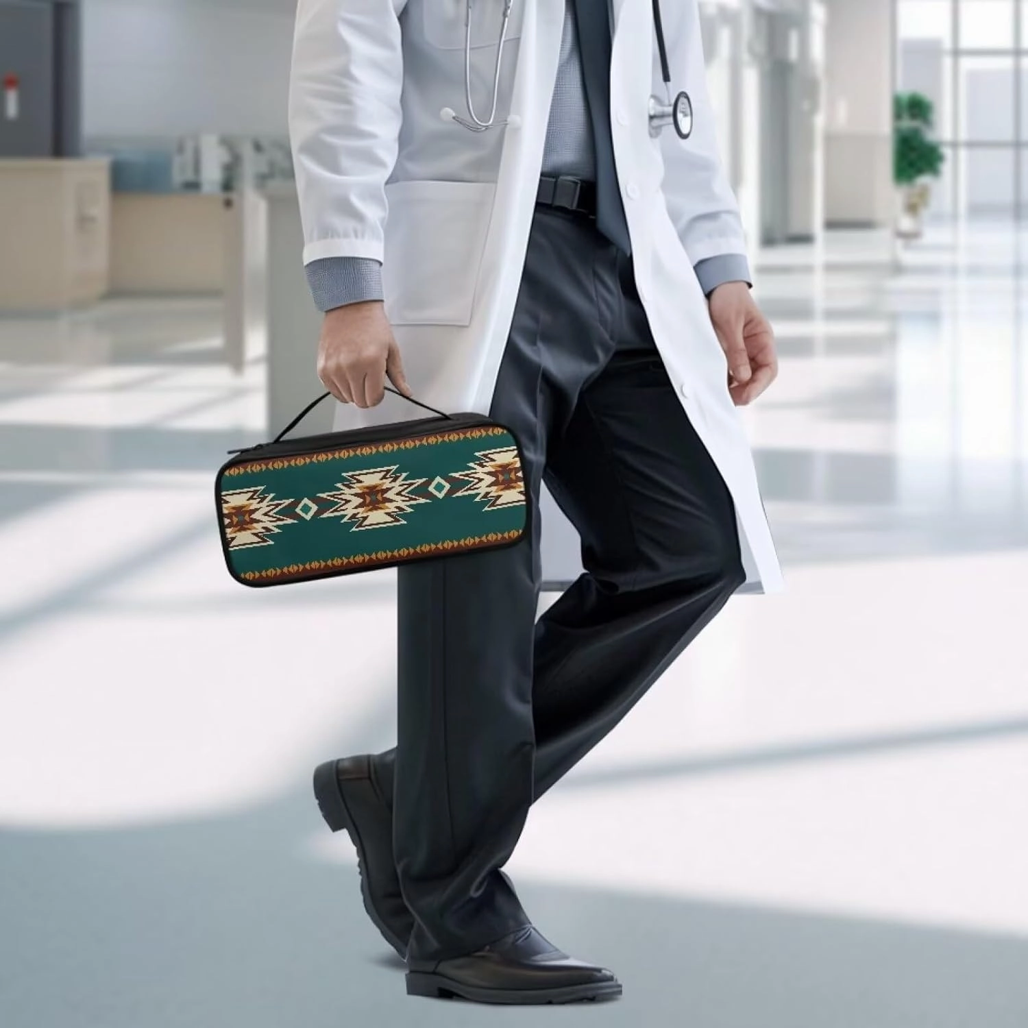 Native American Tribal Pattern Stethoscope Case Stethoscope Holder Slim Travel Storage Bag for 3M Littmann Classic III,3M Littmann Cardiology IV, Lightweight II S.E,ADC,MDF Stethoscope