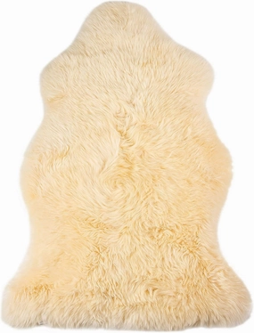 Natural Milan Genuine Sheepskin Area Rugs with Thick and Lush Pile, Fluffy Sheep Fur Rug with Anti-Skid Backing for Bedroom Living Room, Single Pelt, Cream 2 ft x 3 ft