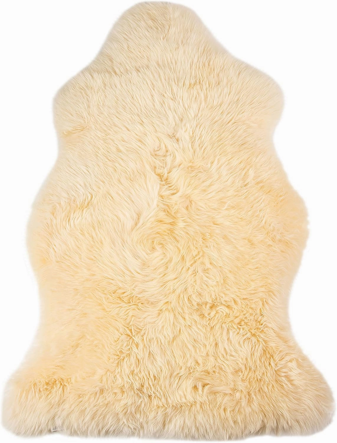 Natural Milan Genuine Sheepskin Area Rugs with Thick and Lush Pile, Fluffy Sheep Fur Rug with Anti-Skid Backing for Bedroom Living Room, Single Pelt, Cream 2 ft x 3 ft