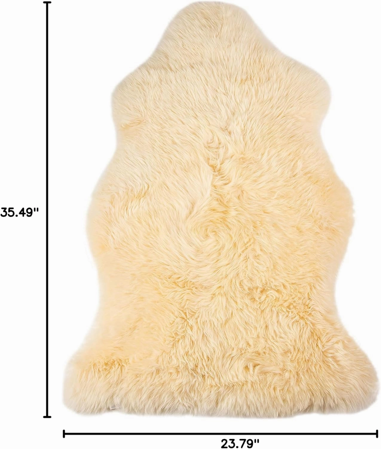Natural Milan Genuine Sheepskin Area Rugs with Thick and Lush Pile, Fluffy Sheep Fur Rug with Anti-Skid Backing for Bedroom Living Room, Single Pelt, Cream 2 ft x 3 ft