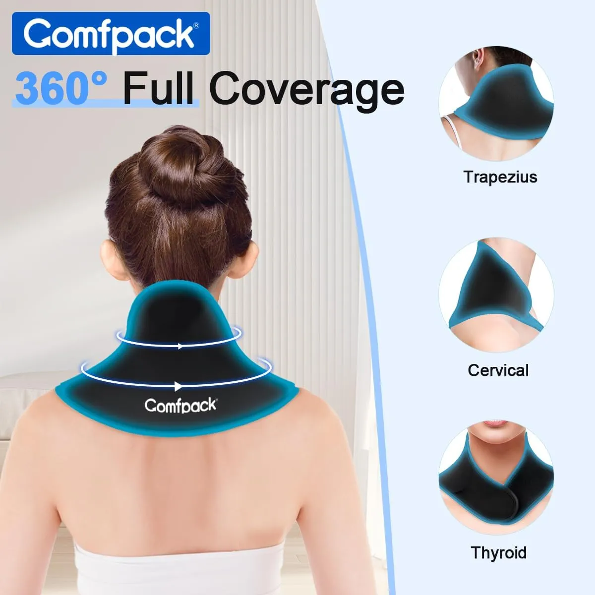 Neck Ice Pack Wrap for Pain Relief, Soft Cooling Pad for Cervical and Shoulder, Flexible Gel Ice Pack for Surgery, Injuries, Swelling, Stiffness, Office Pressure, Muscle Tension