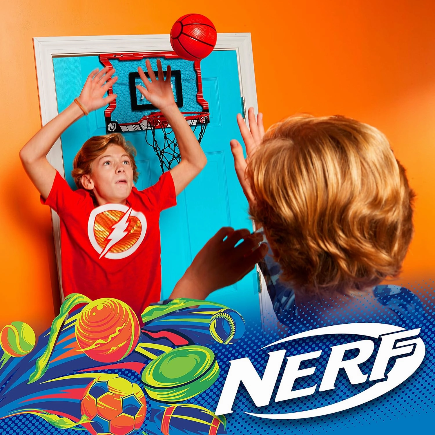 Nerf Basketball Hoop Set - Pro Hoop Mini Hoop Set with Mini Basketball - Steel Rim Great for Dunking