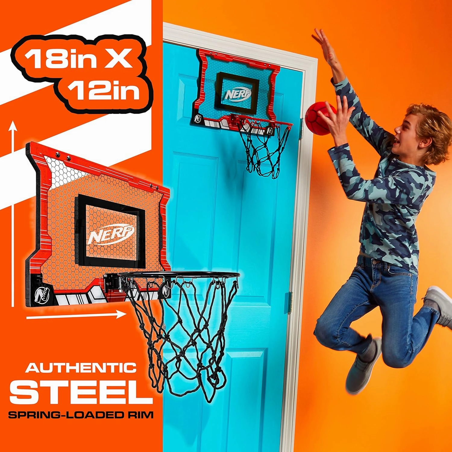 Nerf Basketball Hoop Set - Pro Hoop Mini Hoop Set with Mini Basketball - Steel Rim Great for Dunking