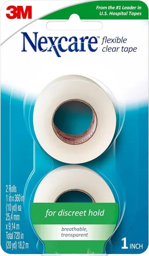 Nexcare 3M Flexible Clear Tape 1 Inch - 2 count, Pack of 5