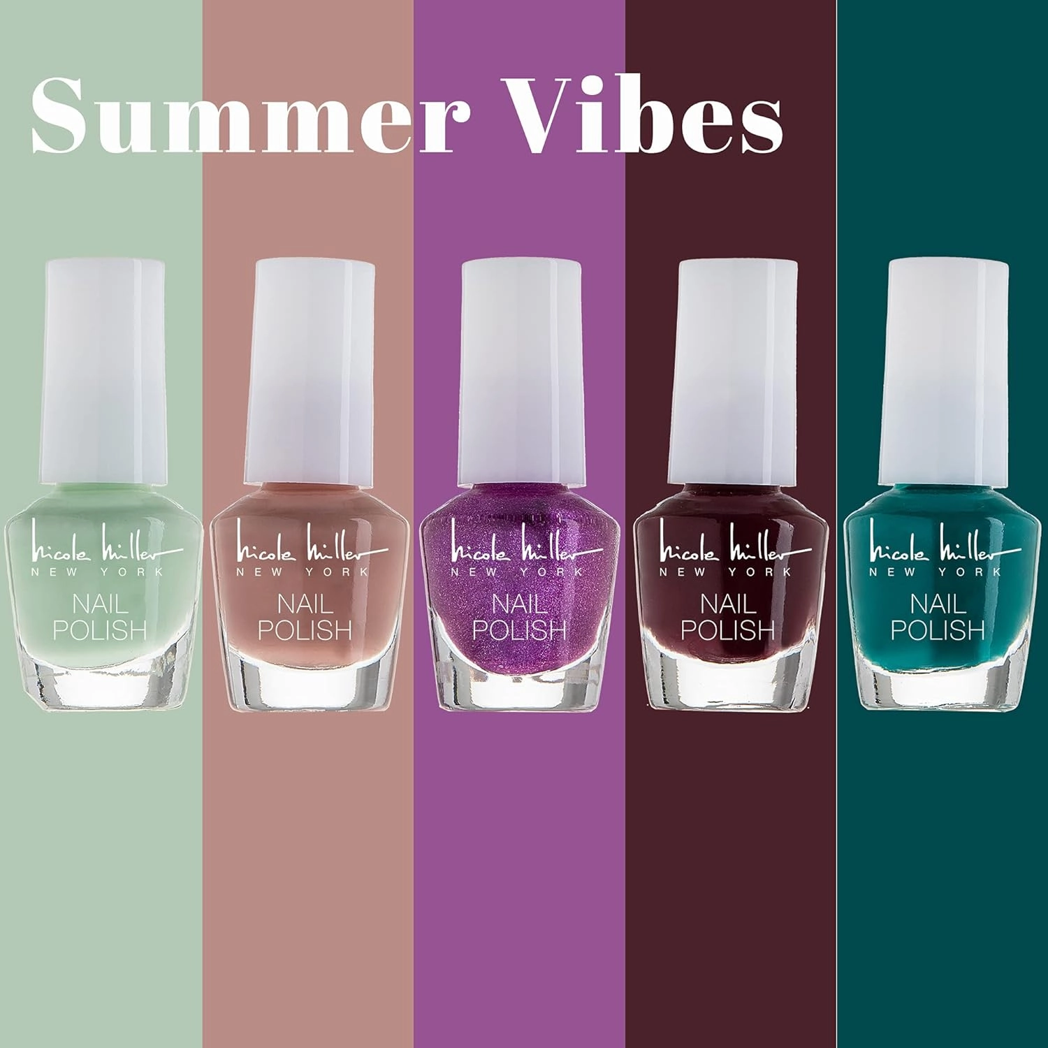 Nicole Miller Mini Nail Polish Set – Glossy, Vibrant Colors for Fingernails & Toenails, Floral Collection