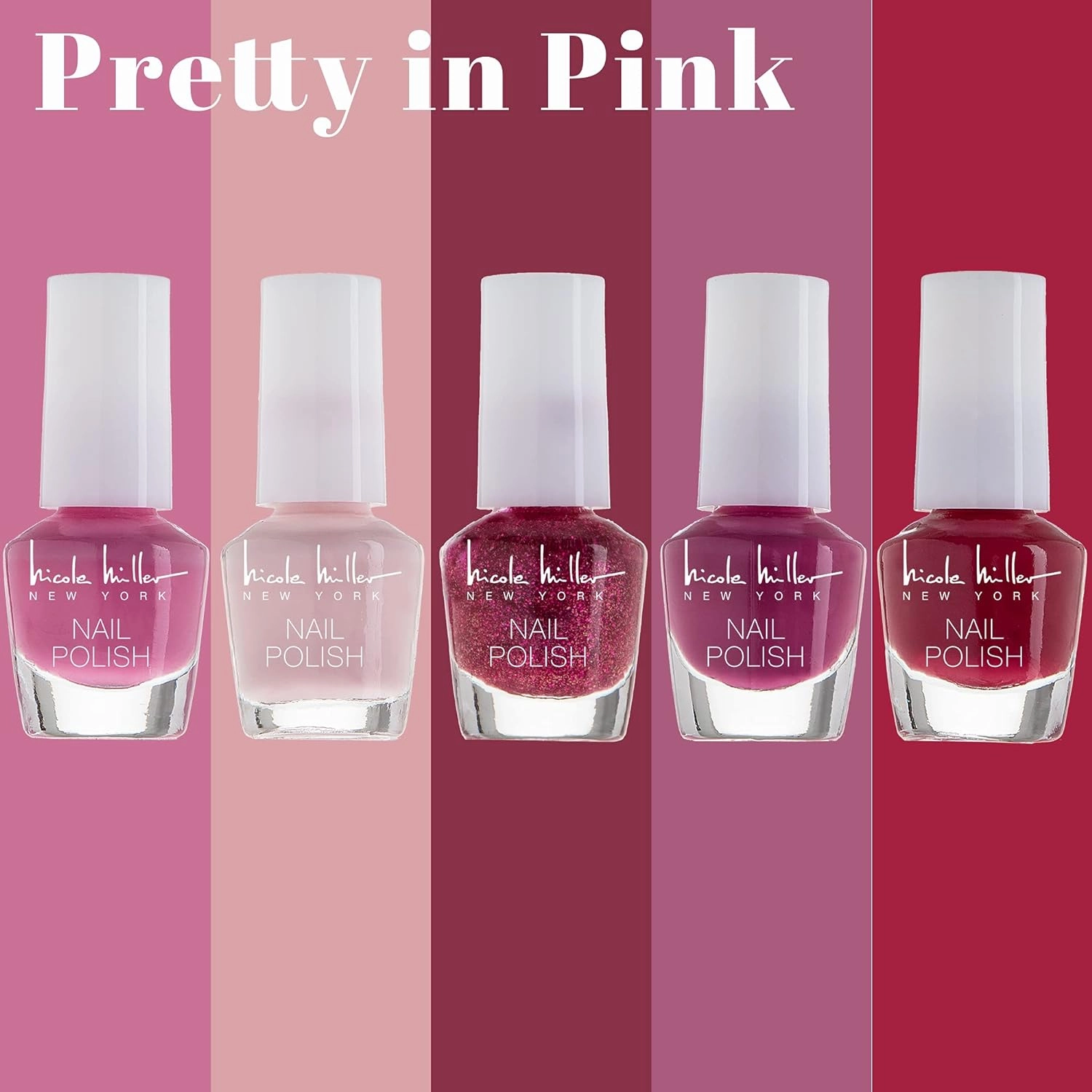 Nicole Miller Mini Nail Polish Set – Glossy, Vibrant Colors for Fingernails & Toenails, Floral Collection