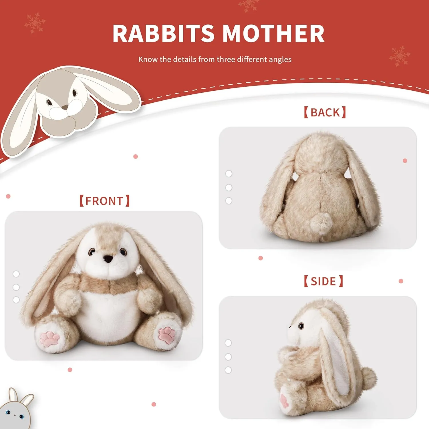 Niuniu Daddy 20" | 5Pcs Bunny Stuffed Animals Family Set, Mommy Rabbit Plush with 4 Babies Toys, Cute Large Body Pillow for Girls Boys Adults with Easter Birthday Party Presents