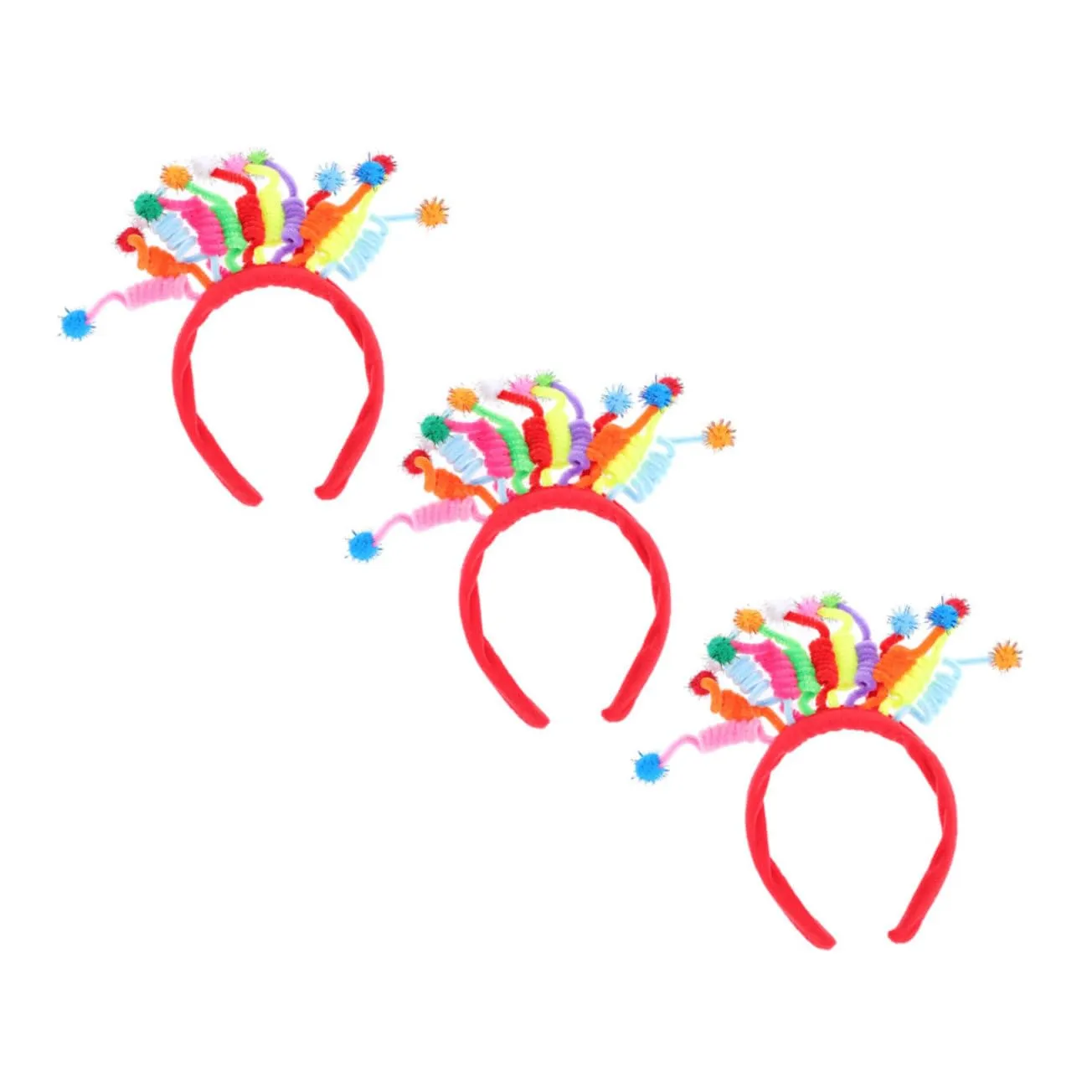 NOLITOY Fluffy Hair Hoops Headband Set 3pcs Pompom Headbands Children's Birthday for Boys and Girls