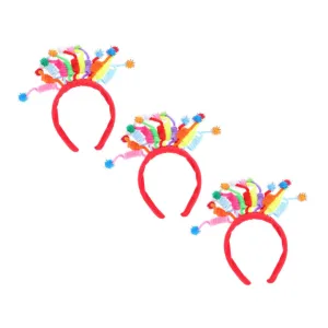 NOLITOY Fluffy Hair Hoops Headband Set 3pcs Pompom Headbands Children's Birthday for Boys and Girls