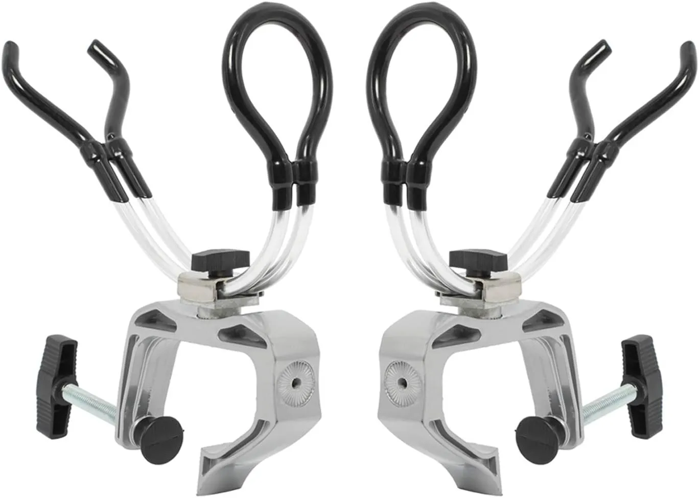 NovelBee 2-Pack of Aluminum Alloy Boat Rods Holder with Clamp Adjustable Up and Down and 360 Degree Rotatable Fishing Rod Racks
