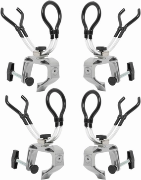 NovelBee 4 Pack of Aluminum Alloy Boat Rods Holder with Clamp Adjustable Up and Down and 360 Degree Rotatable Fishing Rod Racks