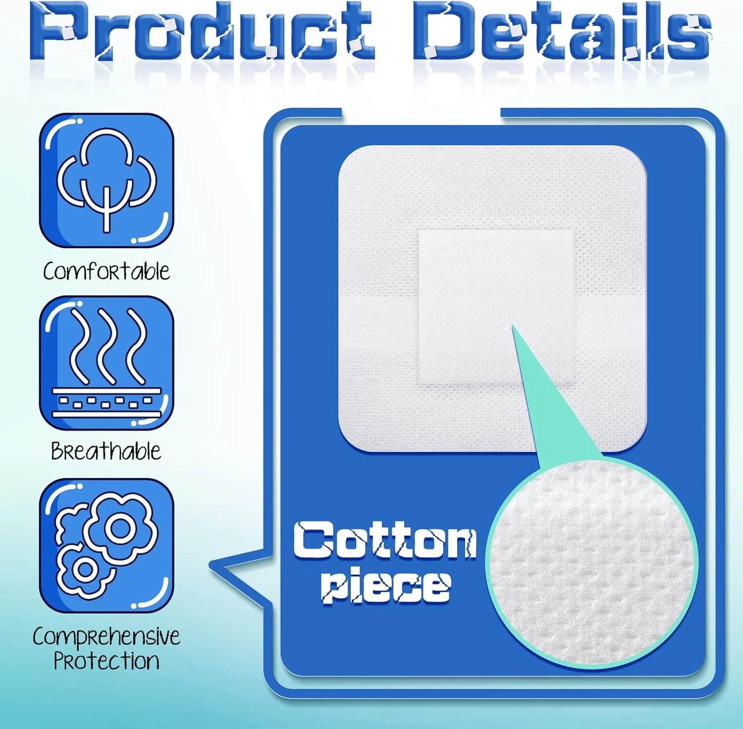 Nuanchu 50 Pieces Island Dressing Bordered Gauze Wound Care Bandage with Adhesive Border Wound Bandage Pads Waterproof Breathable Individually Wrapped Bandages Non-Stick Central Pad(4 x 4 Inch)