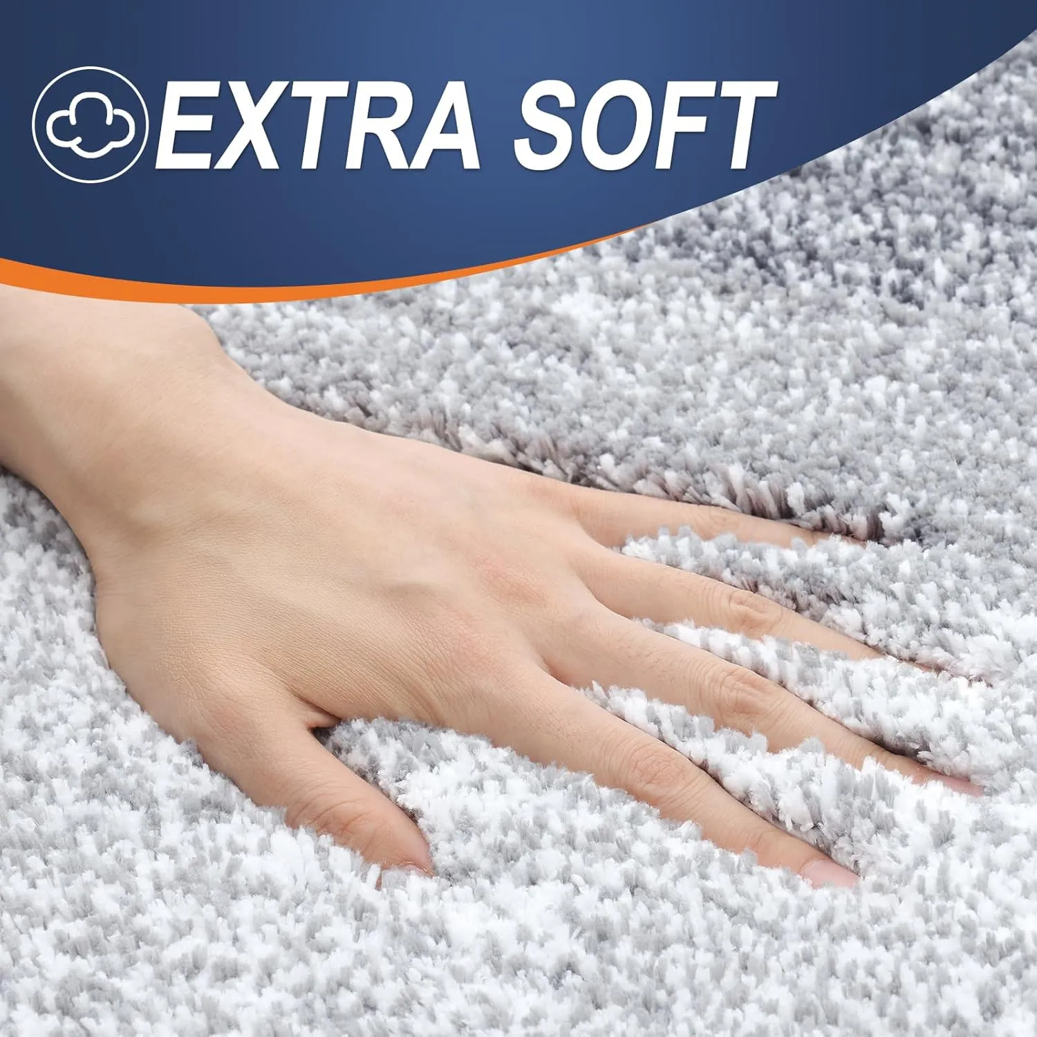 OLANLY Bathroom Rugs Sets 3 Piece, Soft Absorbent Microfiber Bath Mats and U-Shaped Contour Toilet Rug, Plush Shaggy Bath Mat Set for Bathroom (30"x20" 24"x16" 24"x20", Light Grey)