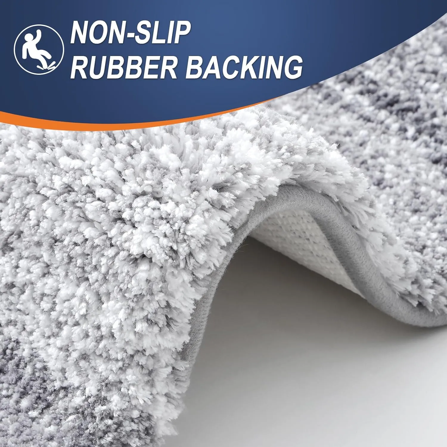 OLANLY Bathroom Rugs Sets 3 Piece, Soft Absorbent Microfiber Bath Mats and U-Shaped Contour Toilet Rug, Plush Shaggy Bath Mat Set for Bathroom (30"x20" 24"x16" 24"x20", Light Grey)