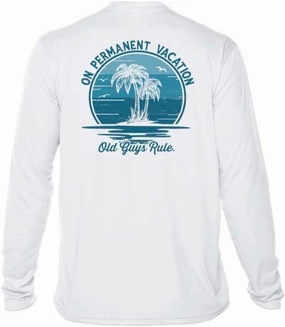 OLD GUYS RULE Men's UPF 50  Sun Protection Long Sleeve Fishing Shirt, On Permanent Vacation - Fun Father's Day, Birthday Gift
