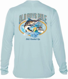 OLD GUYS RULE Men's UPF 50  Sun Protection Long Sleeve Fishing Shirt, Still Hookin' Up - Funny Father's Day, Birthday Gift