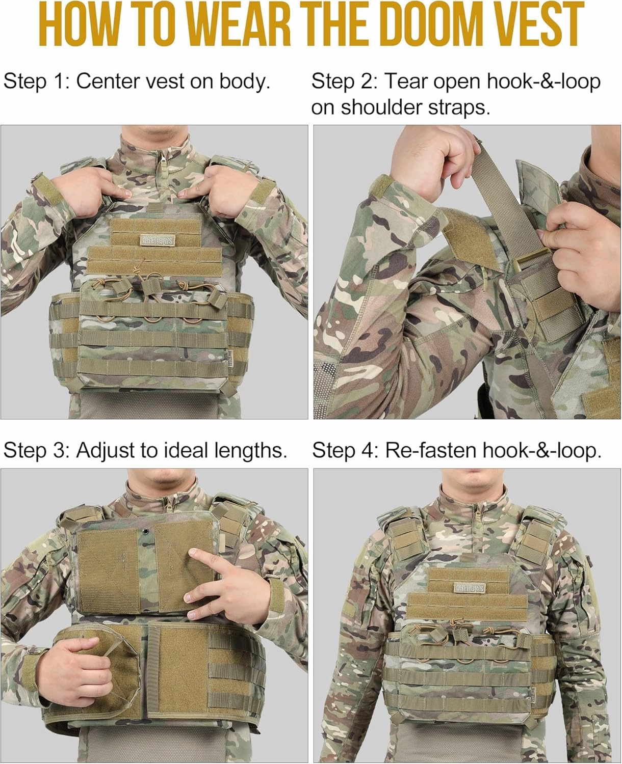 OneTigris DOOM Tactical Vest, Adjustable Airsoft Vest MOLLE Vest for Men